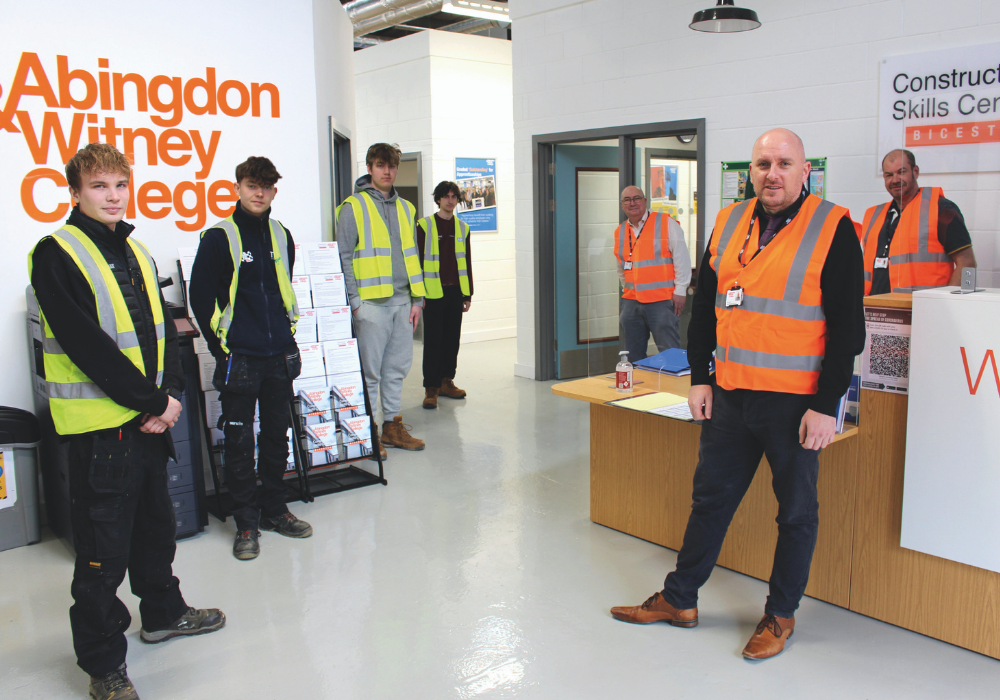 Carpentry & Joinery apprentices L-R Charlie Colmer, Morgan Fennymore, Alfie Hood, Finlay Smart and staff: Rob Laslett, Centre Manager Mark French and Mark Hurley.