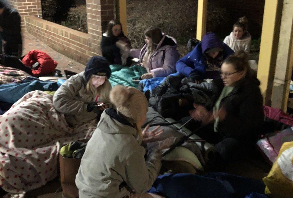 Students camp outside